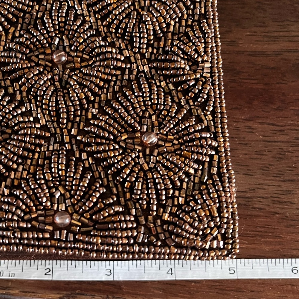 Fabric embellished Bijoux Terner brown bag - Picture 6 of 8